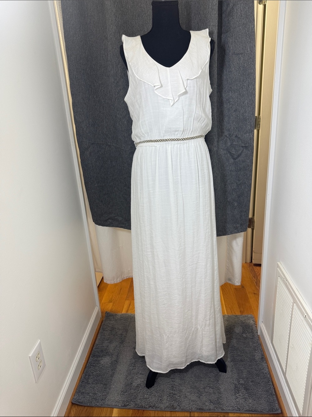 Apt. 9 White Ruffle-Trim Maxi Dress NWT